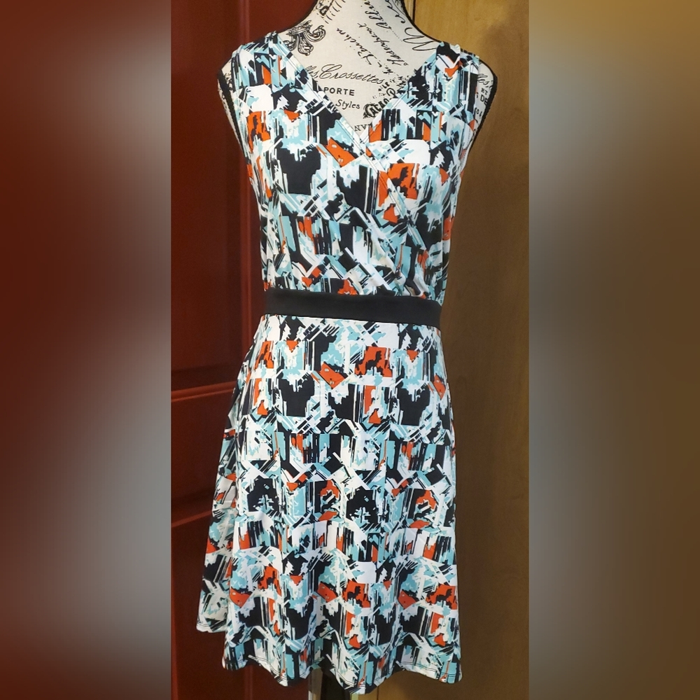 Soybu Stretch Comfort Tie Back Fit Flare midi Dress Size Large